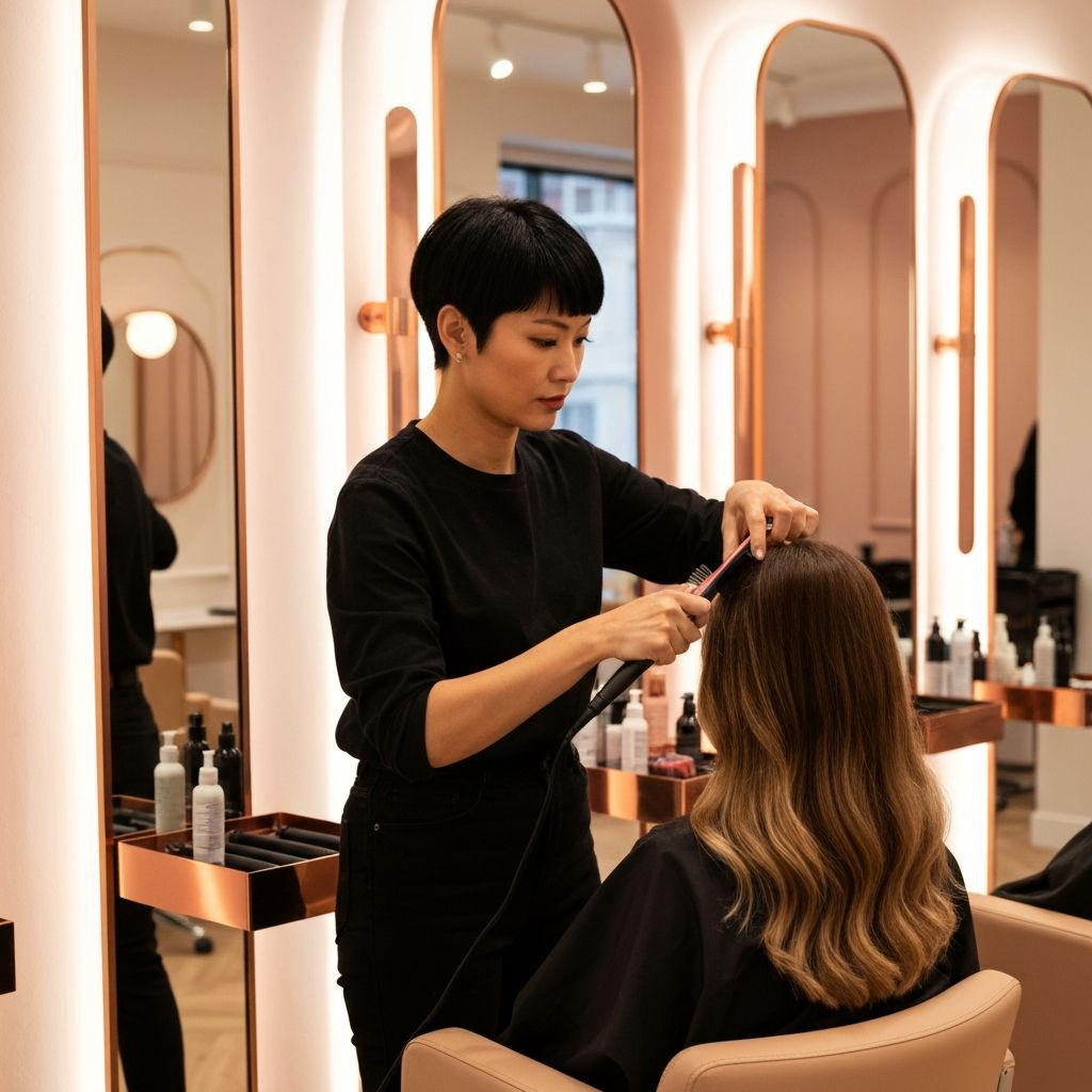 Estilismo de cabello en salon de lujo
